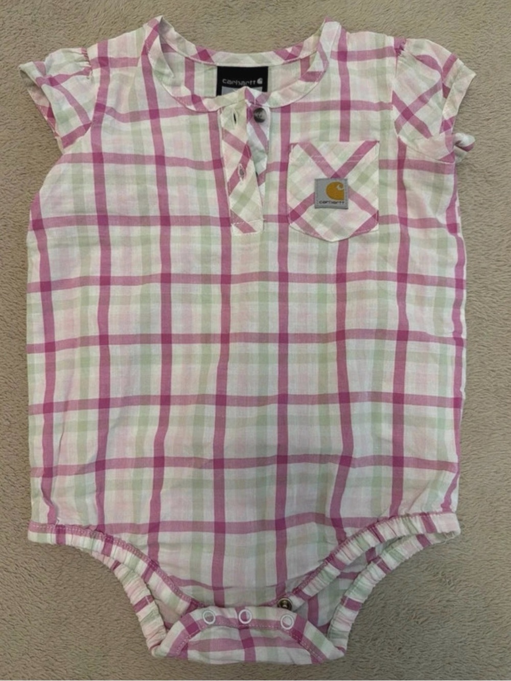 Carhartt Pink and Light Green Plaid Baby/Toddler Shirt